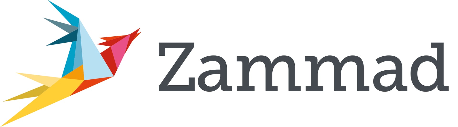 The Zammad logo, a colorful geometric bird on the left and the word Zammad in gray letters.