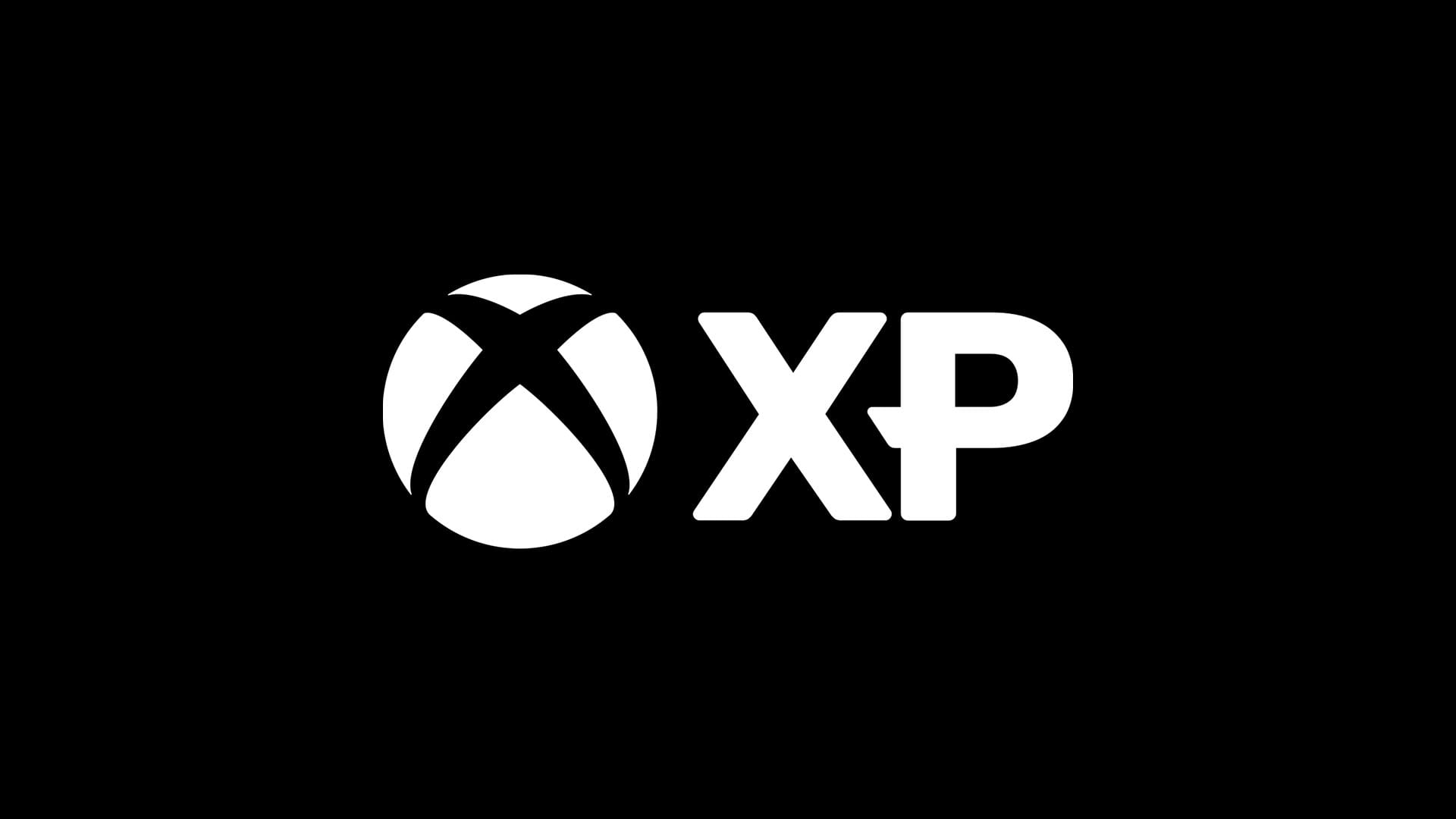 Logotipo blanco de Xbox, la esfera con una X, junto a las letras XP sobre un fondo negro liso.