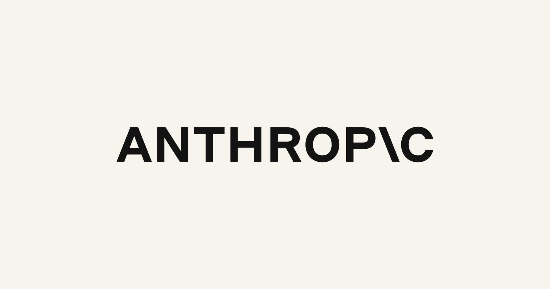 Anthropic logo in black letters on a beige background.