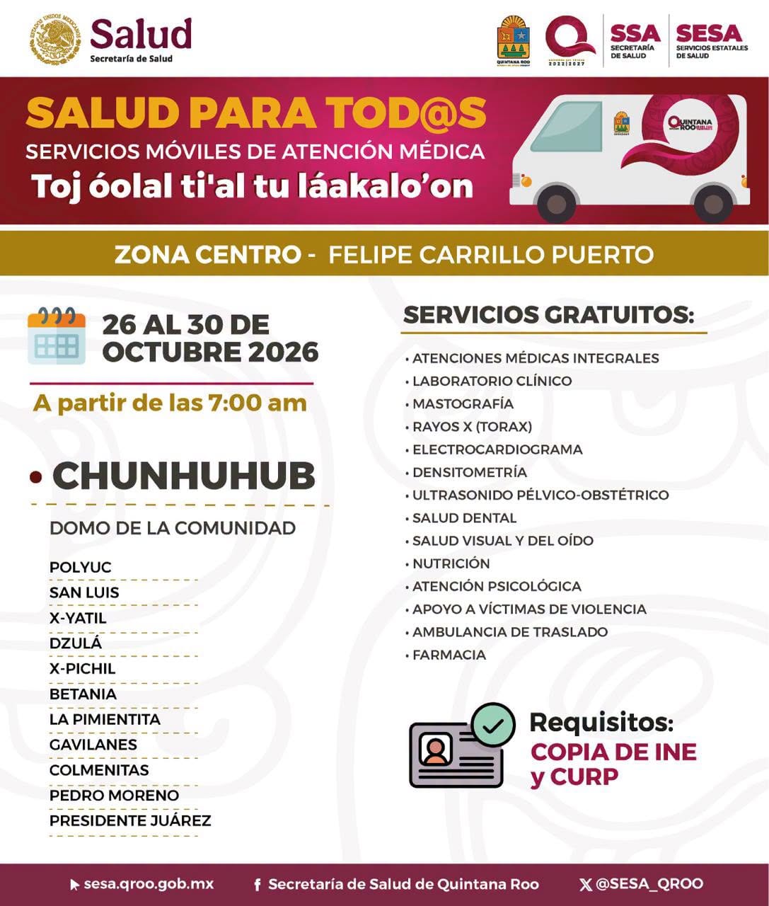 Lámina de la zona centro con Chunhuhub y las comunidades de Felipe Carrillo Puerto