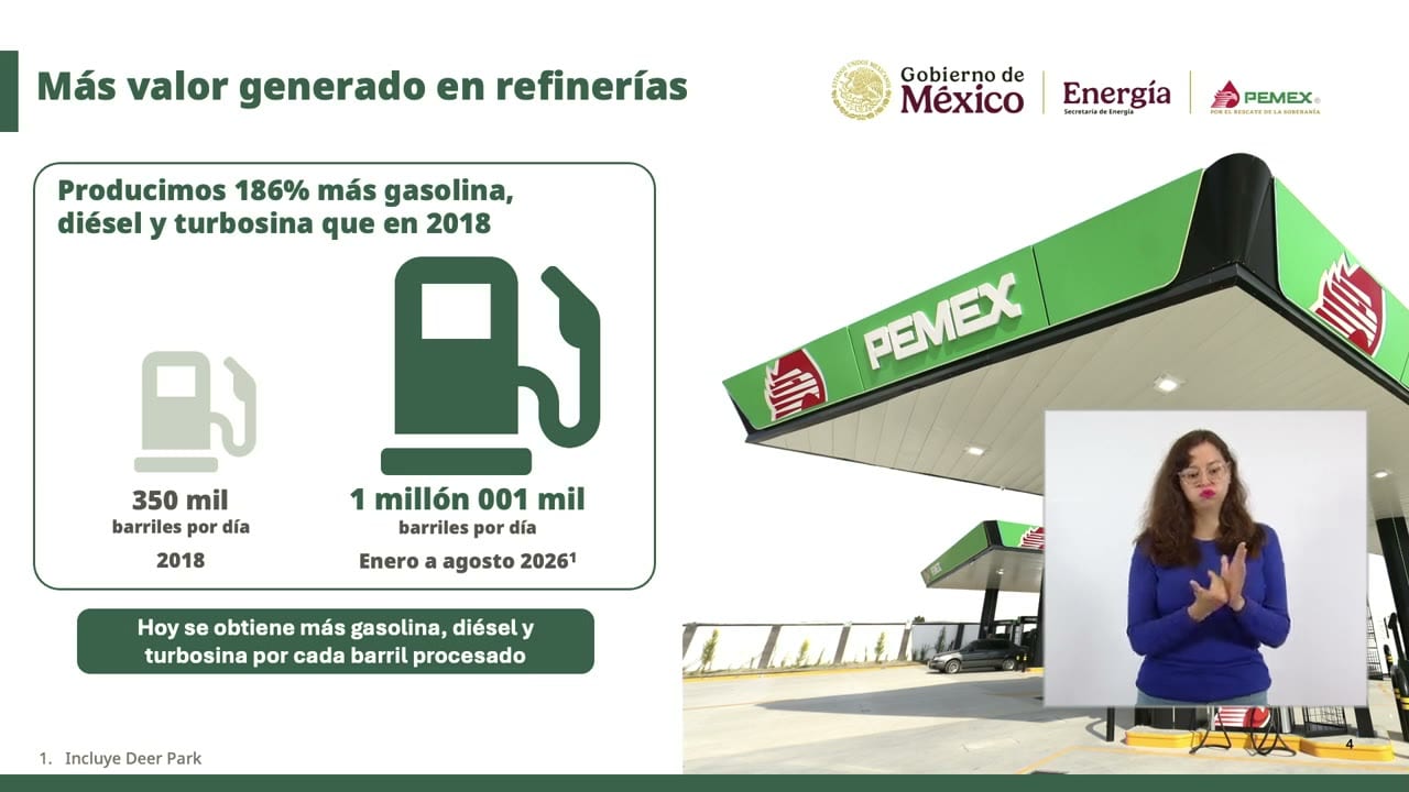 Lámina proyectada en la conferencia: Más valor generado en refinerías.