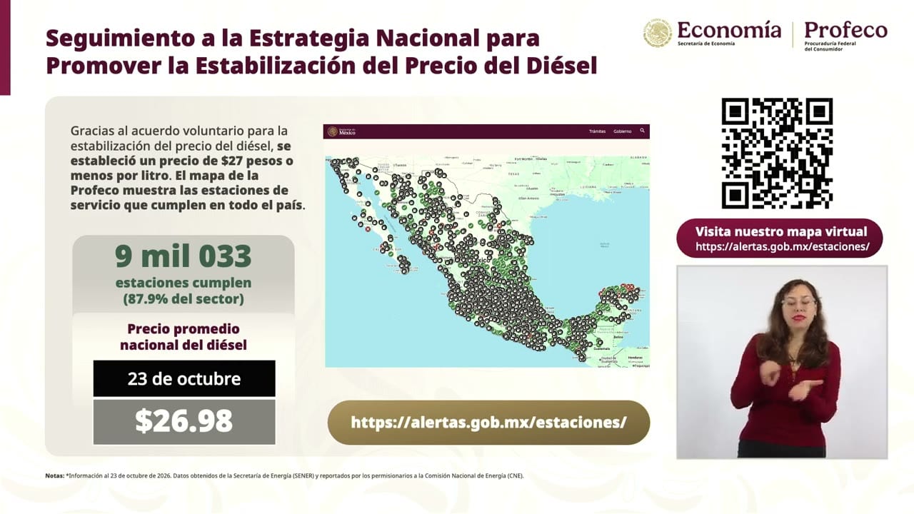 Lámina proyectada en la conferencia: Seguimiento a la Estrategia Nacional para Promover la Estabilización del Precio del Diésel.