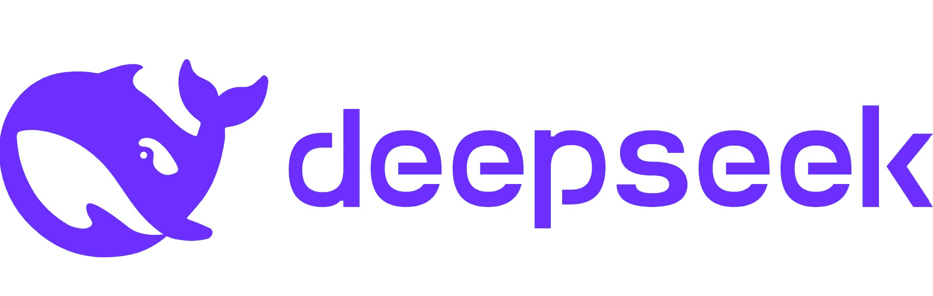 Logotipo de DeepSeek en morado: una ballena estilizada a la izquierda y la palabra deepseek en minúsculas sobre fondo blanco.