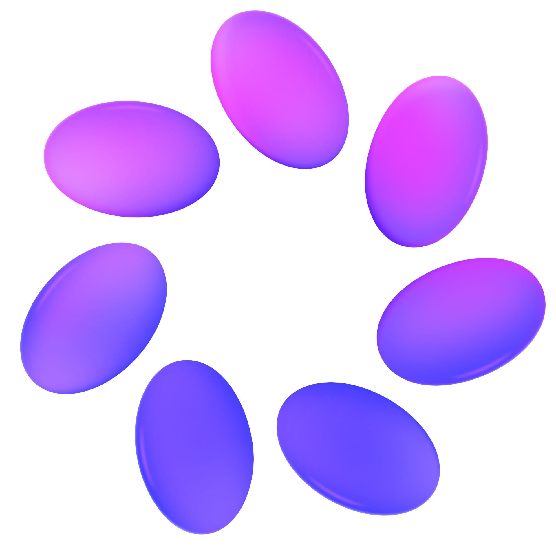 The Meta AI logo, seven ovals shaded from violet to blue and arranged in a circle on a white background.