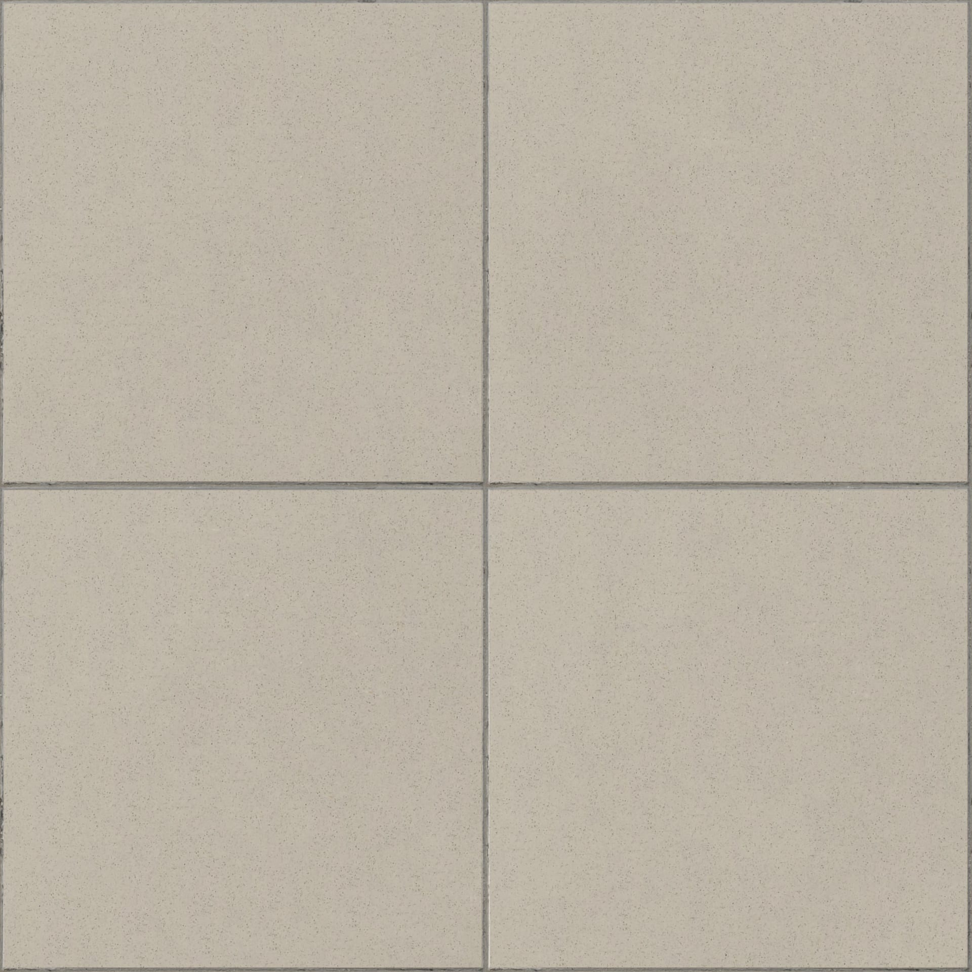 Cuatro losetas cerámicas beige con motas oscuras, separadas por juntas grises.