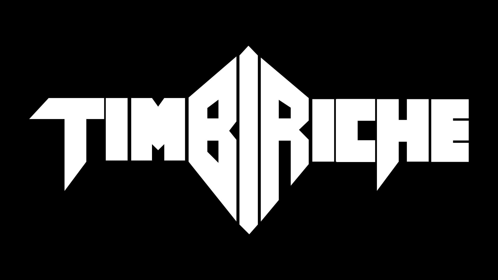 Logotipo de la serie Timbiriche en letras blancas angulares, con la B y la R centrales unidas en forma de rombo, sobre fondo negro.